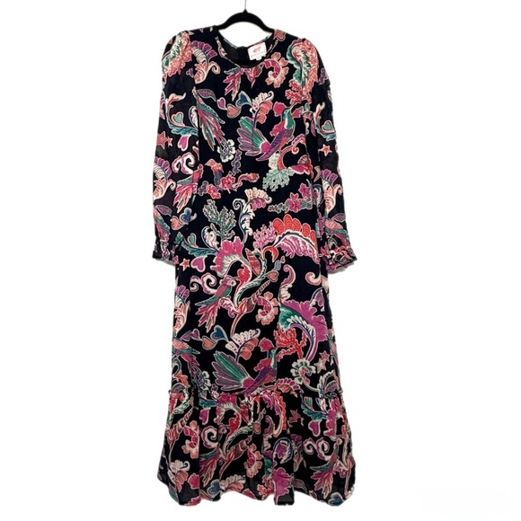 Banjanan Peacock Print  Long Sleeve MIDI/Maxi Dress - Picture 1 of 4